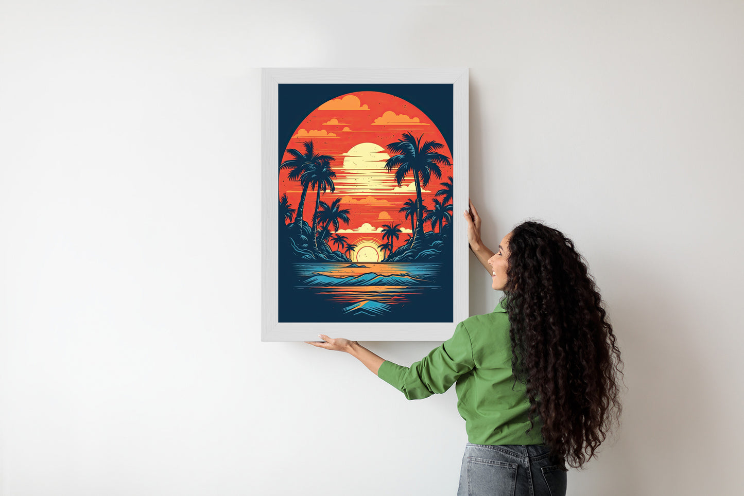 Poster Sommerstrand Mit Palmen Und Meer