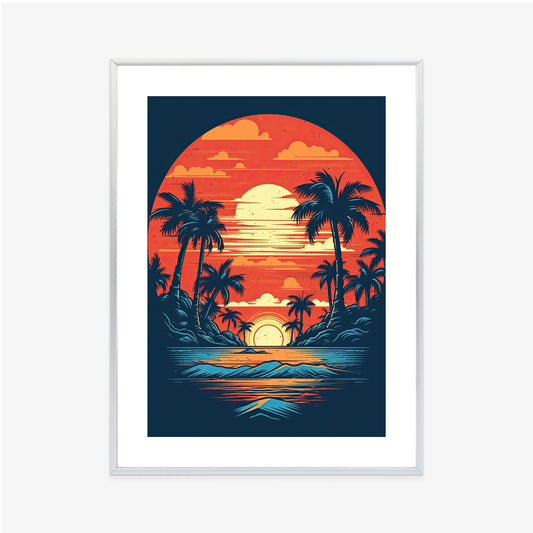 Poster Sommerstrand Mit Palmen Und Meer
