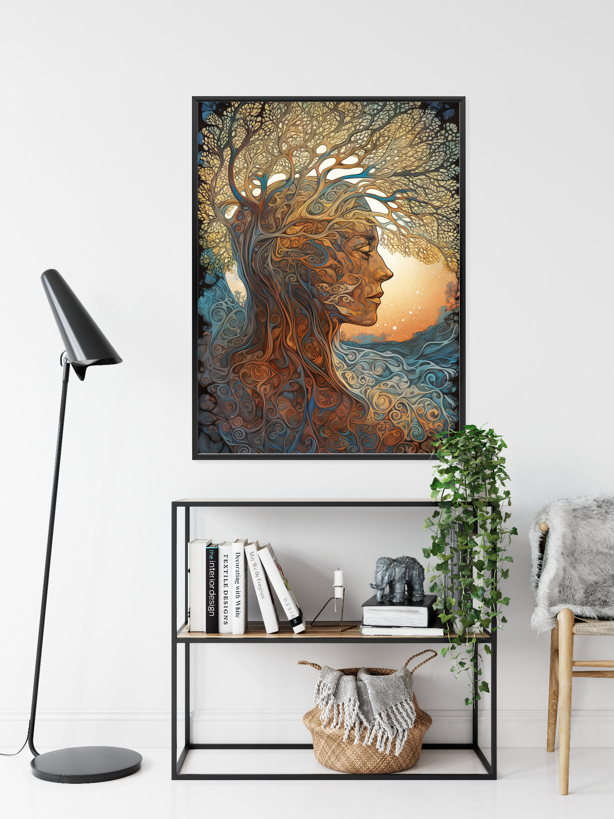 Poster Männerkopf Und Künstlerischer Baum