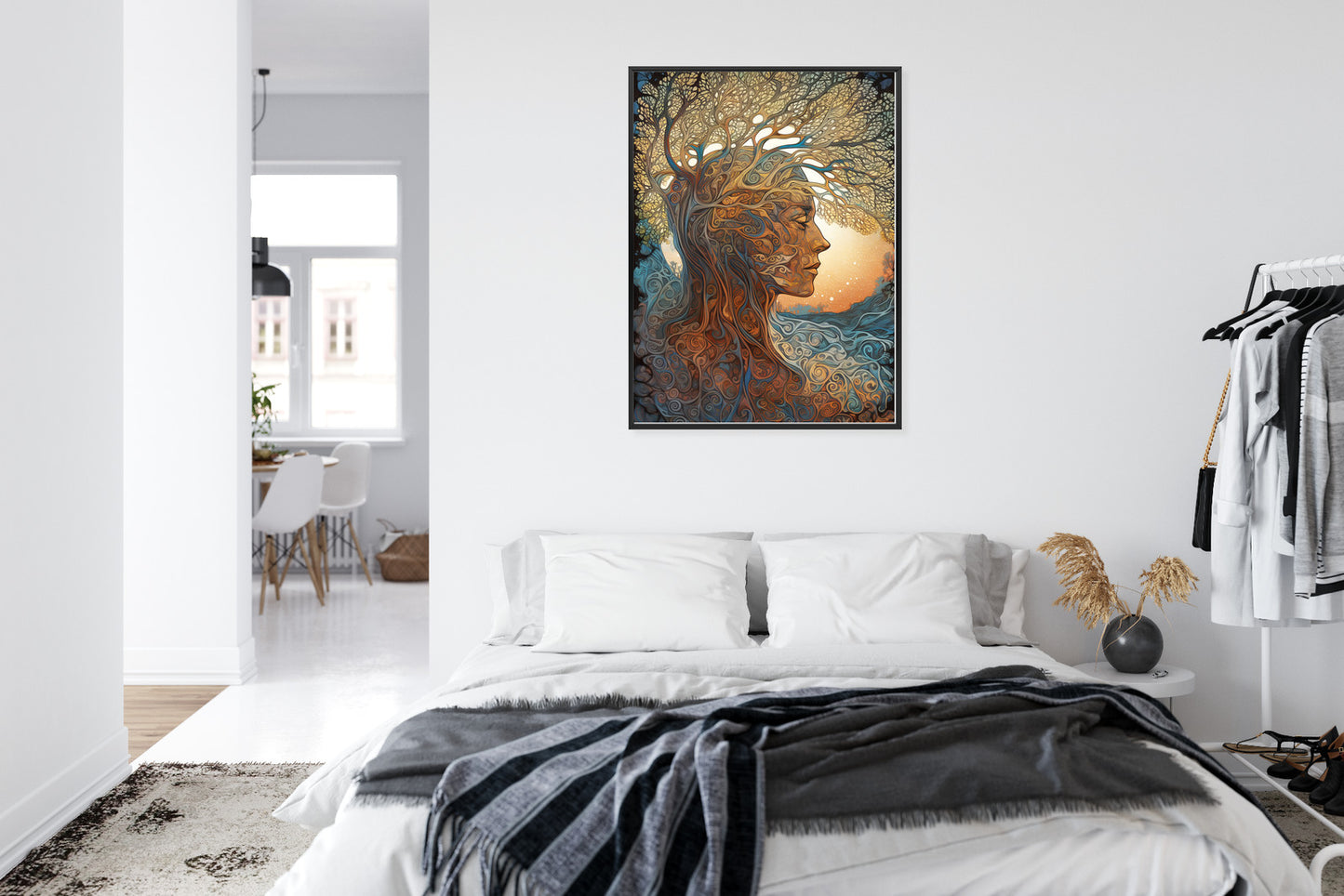 Poster Männerkopf Und Künstlerischer Baum