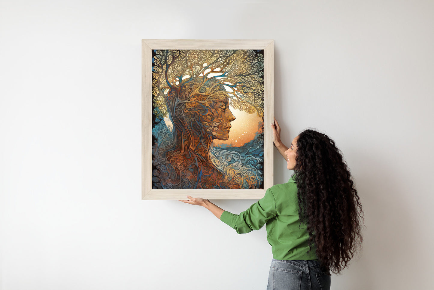 Poster Männerkopf Und Künstlerischer Baum