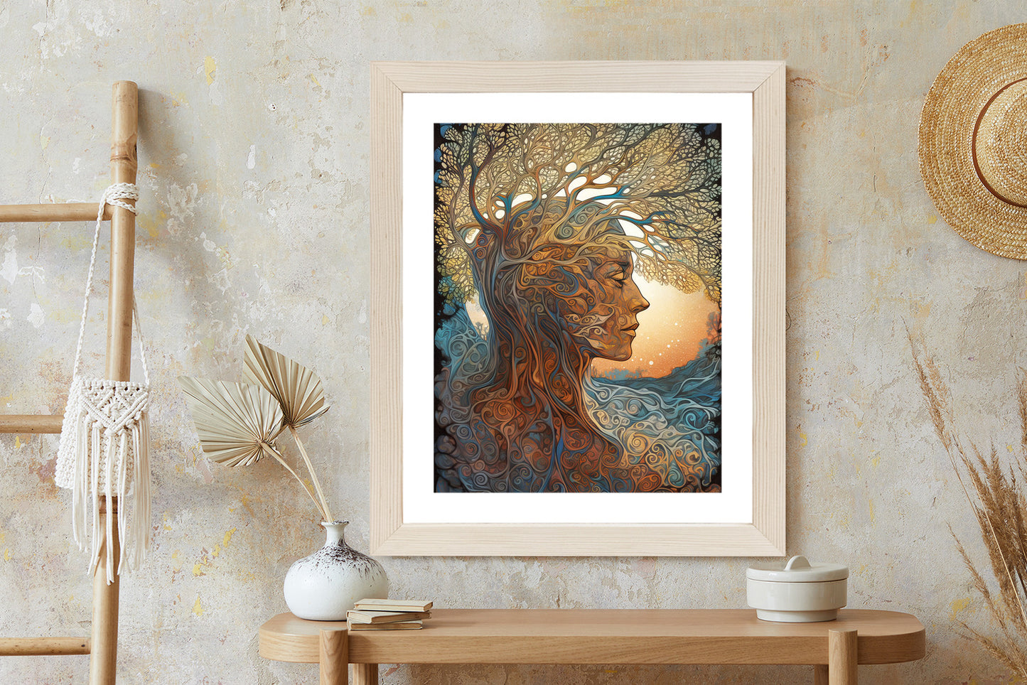 Poster Männerkopf Und Künstlerischer Baum