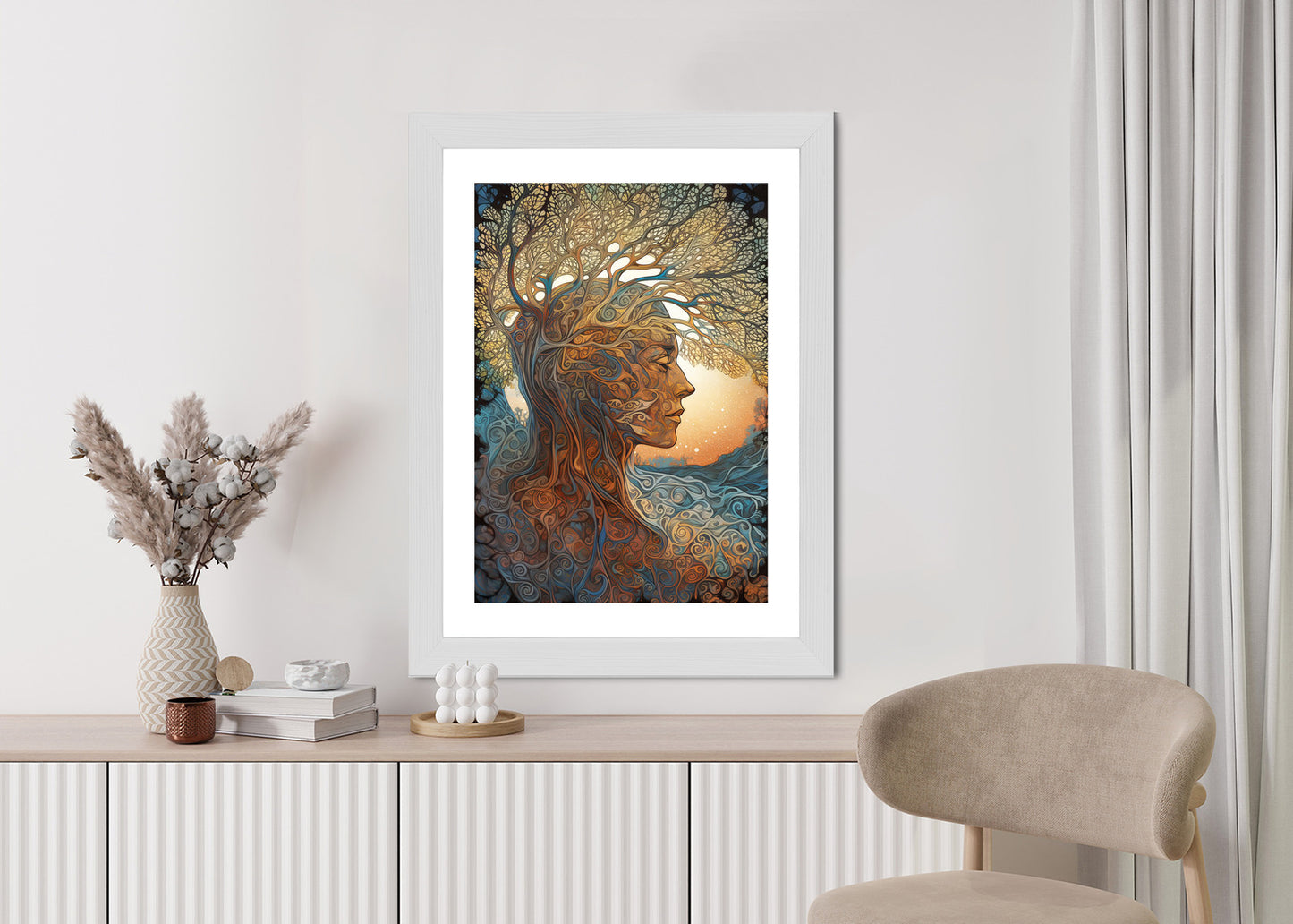 Poster Männerkopf Und Künstlerischer Baum