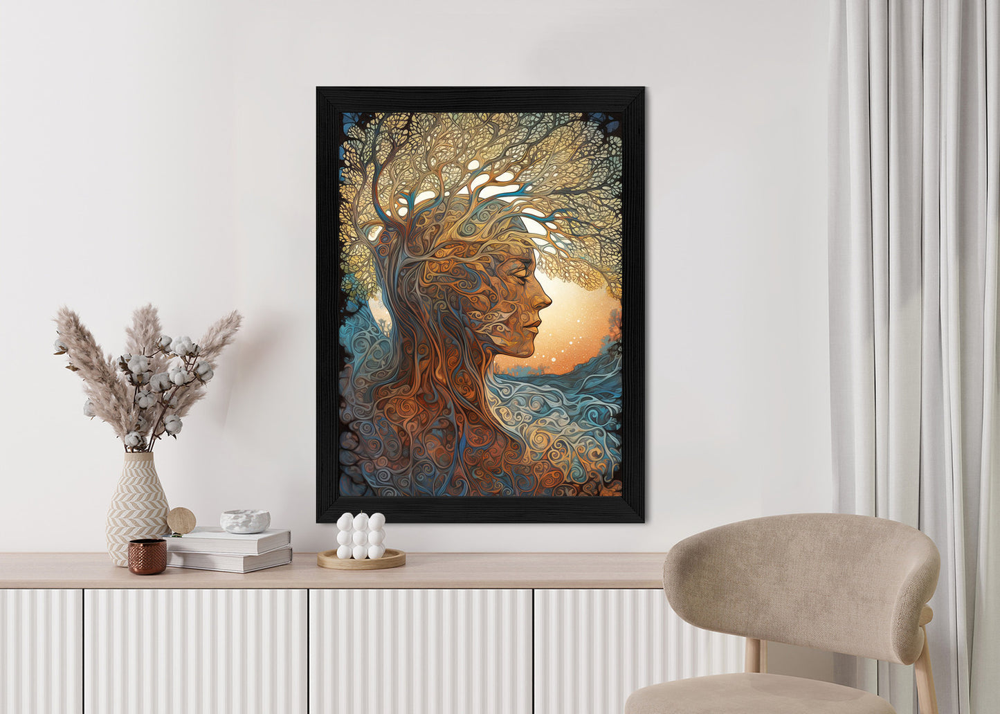 Poster Männerkopf Und Künstlerischer Baum