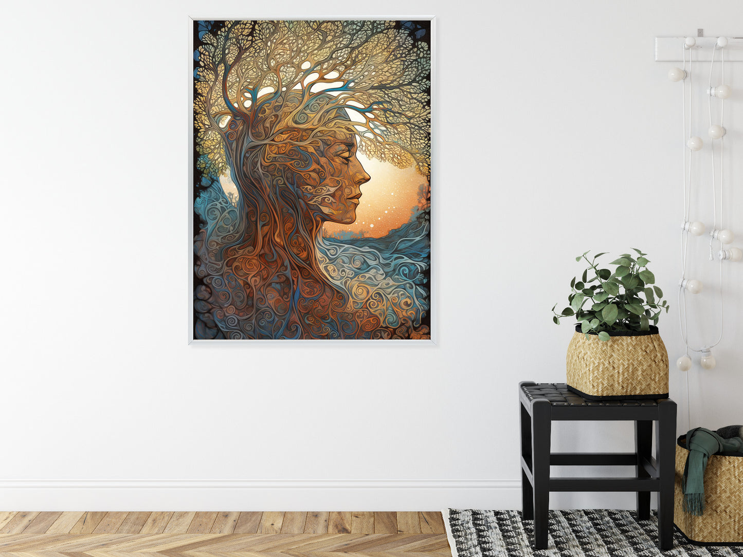 Poster Männerkopf Und Künstlerischer Baum