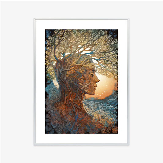 Poster Männerkopf Und Künstlerischer Baum