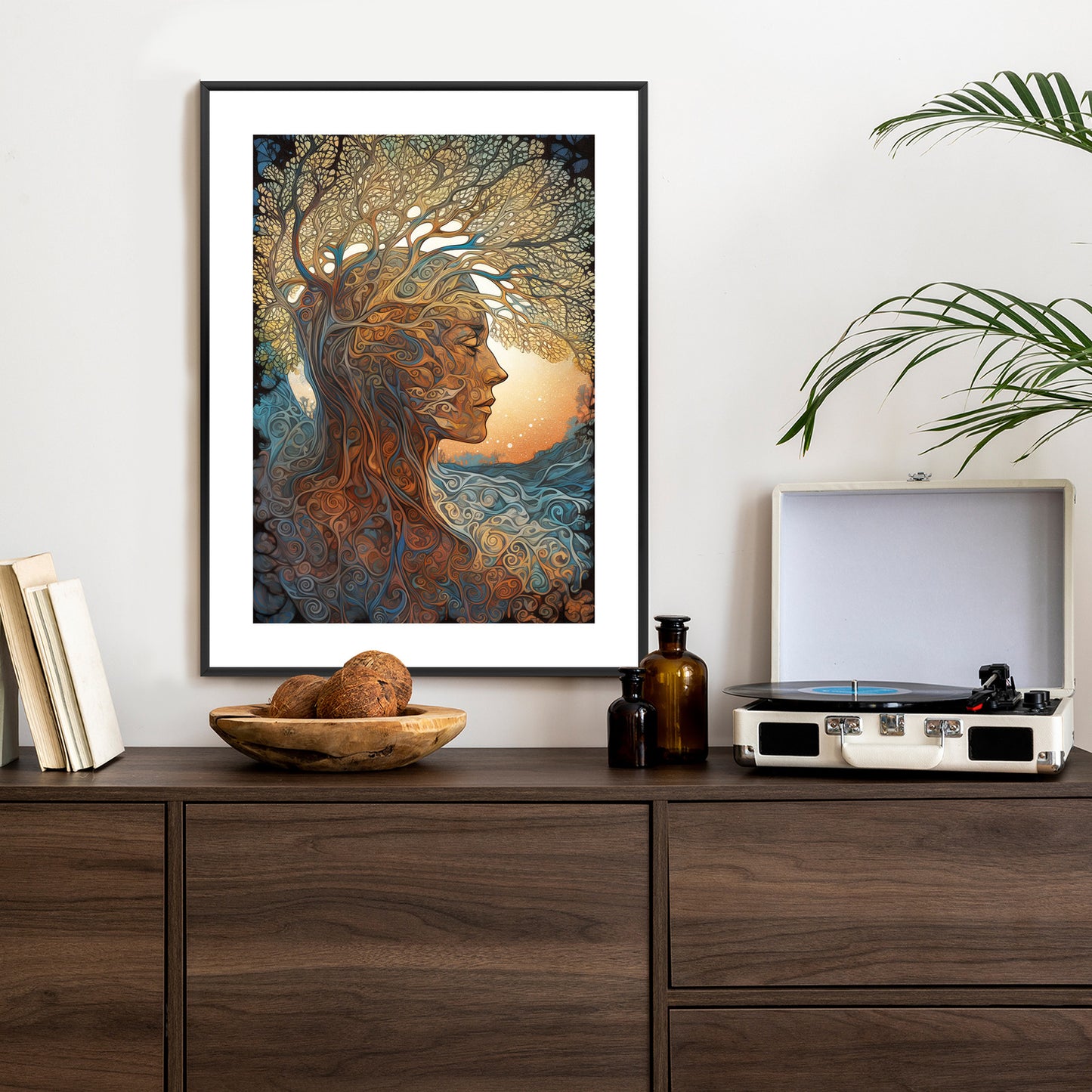 Poster Männerkopf Und Künstlerischer Baum