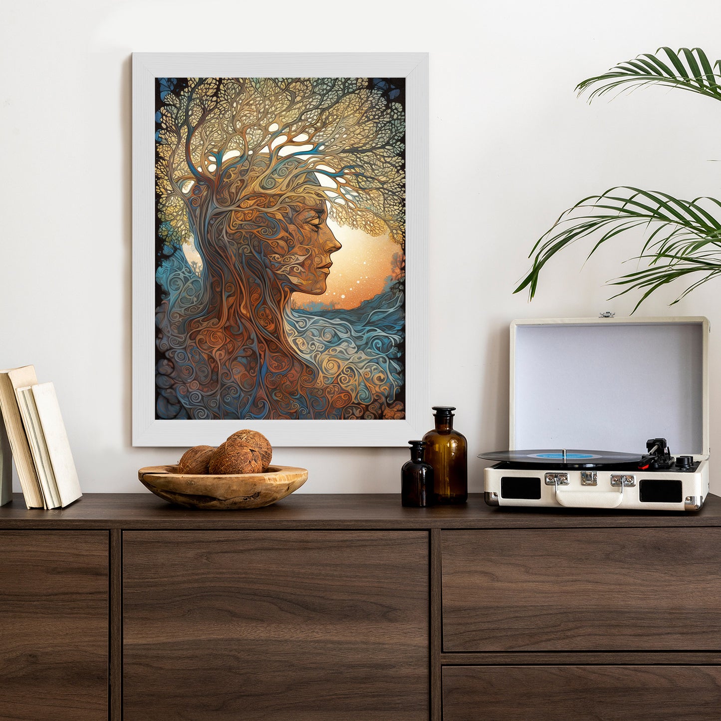 Poster Männerkopf Und Künstlerischer Baum