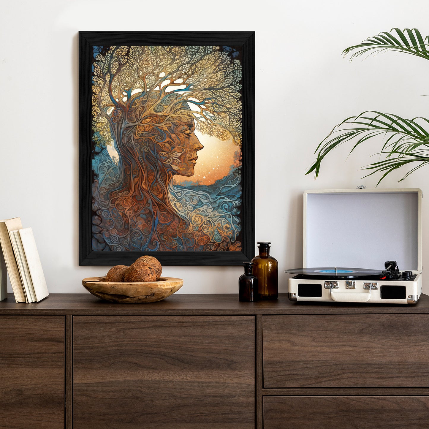 Poster Männerkopf Und Künstlerischer Baum