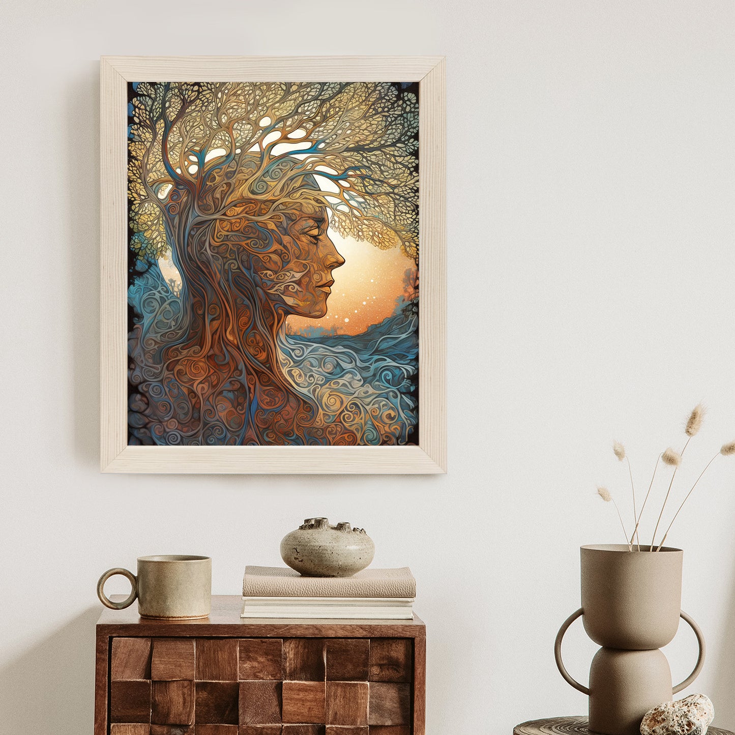 Poster Männerkopf Und Künstlerischer Baum