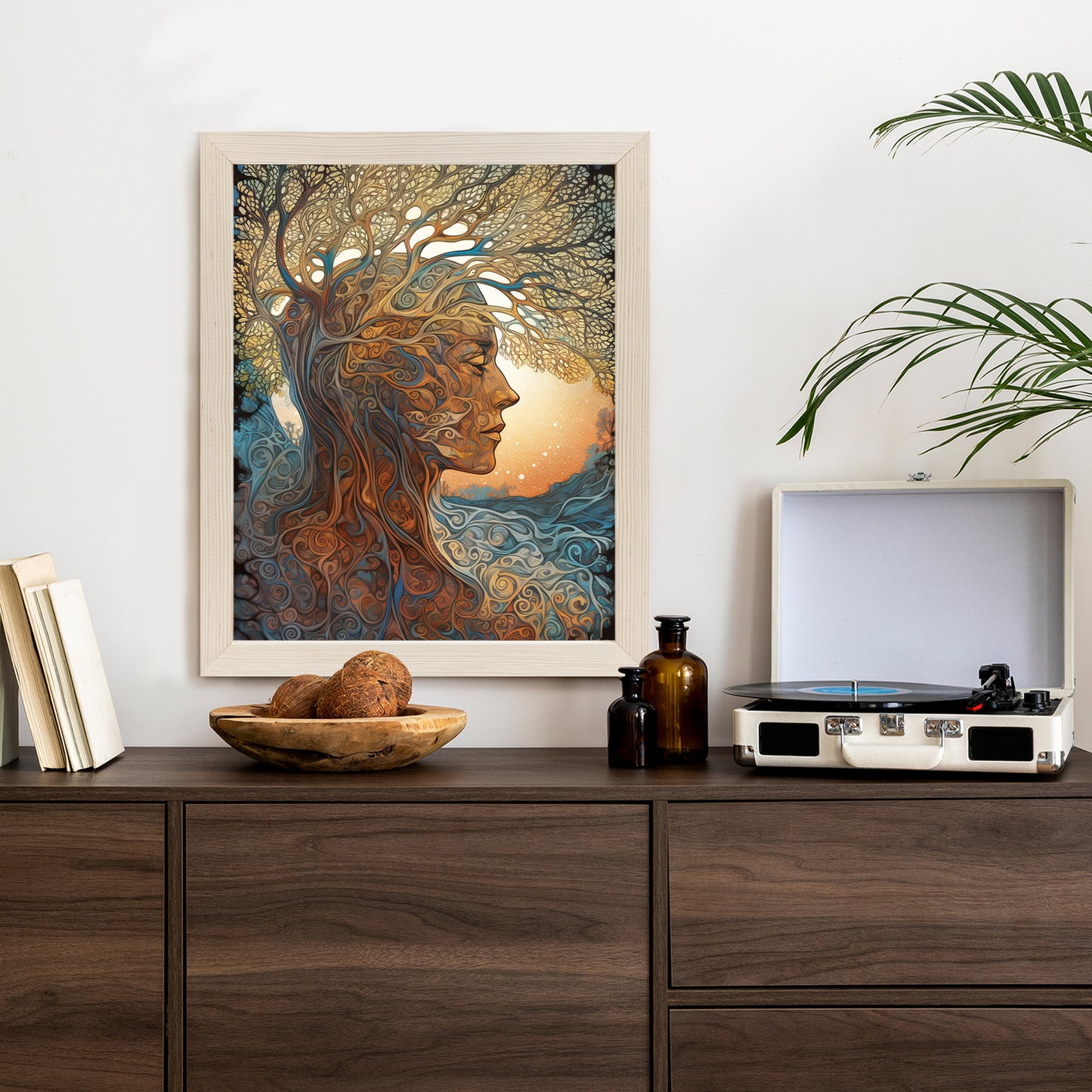 Poster Männerkopf Und Künstlerischer Baum