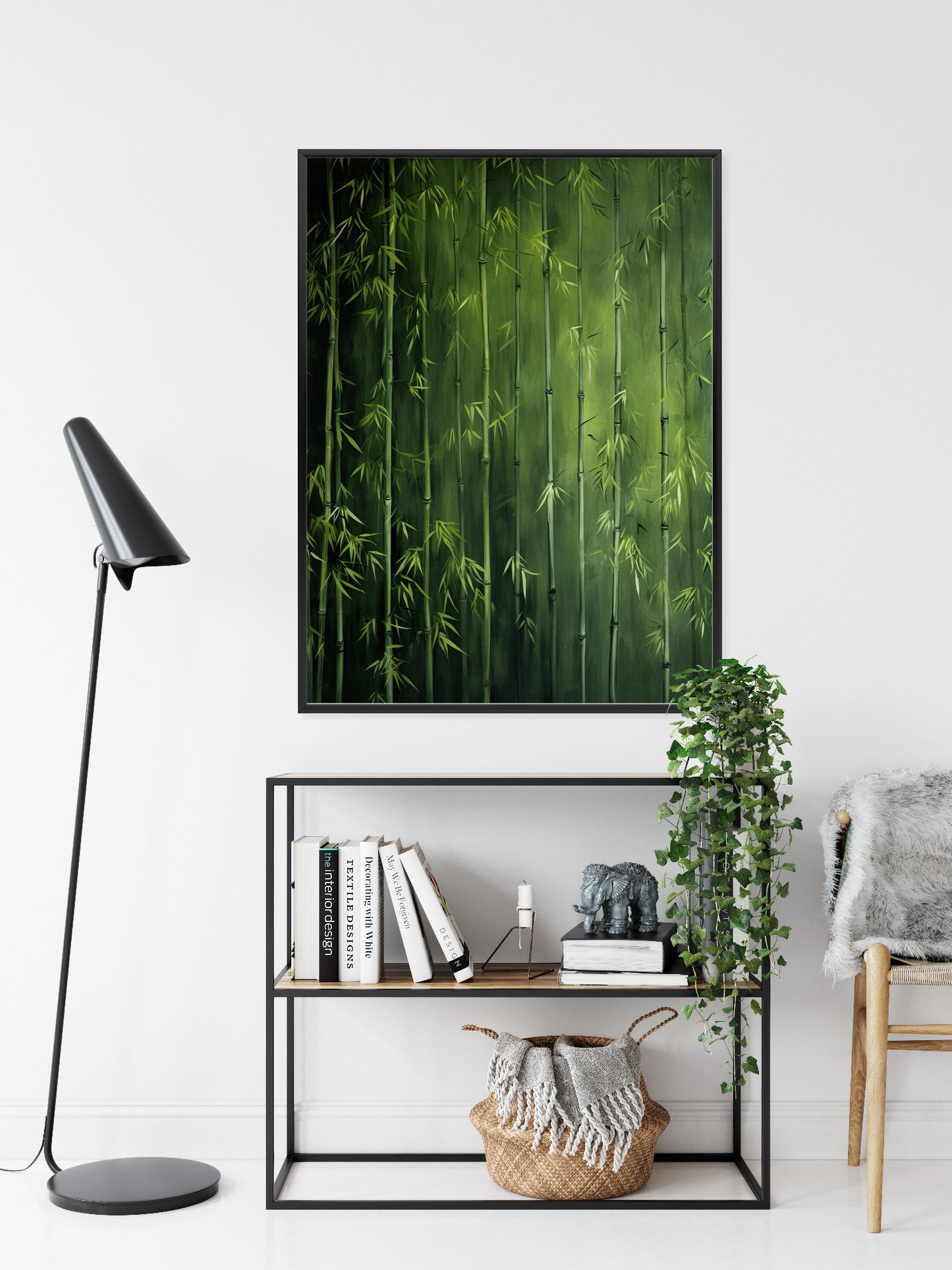 Poster Grüner Bambuswald Rahmen Holz Mit Passepartout Farbe Natürlich