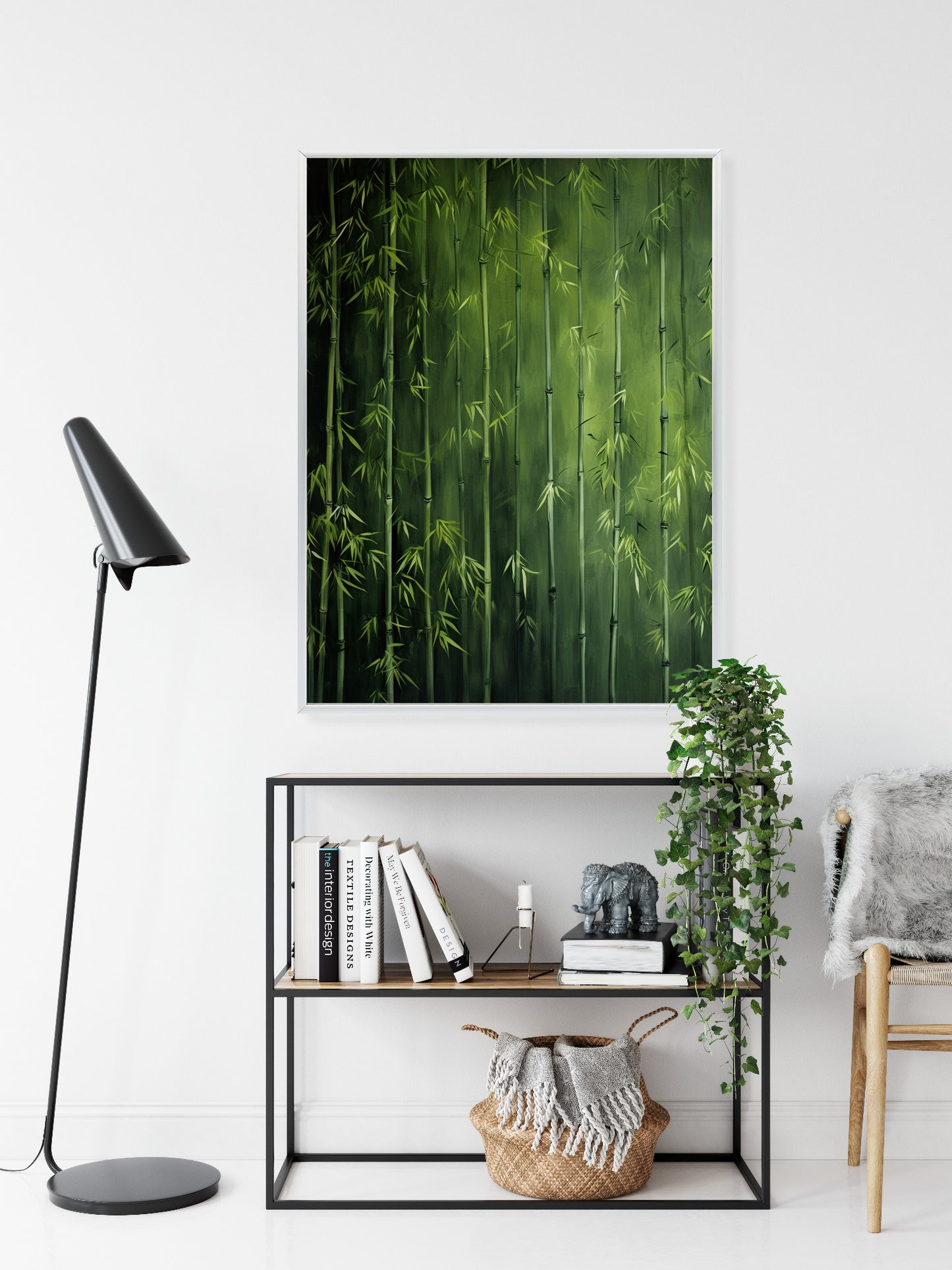 Poster Grüner Bambuswald Rahmen Holz Mit Passepartout Farbe Natürlich