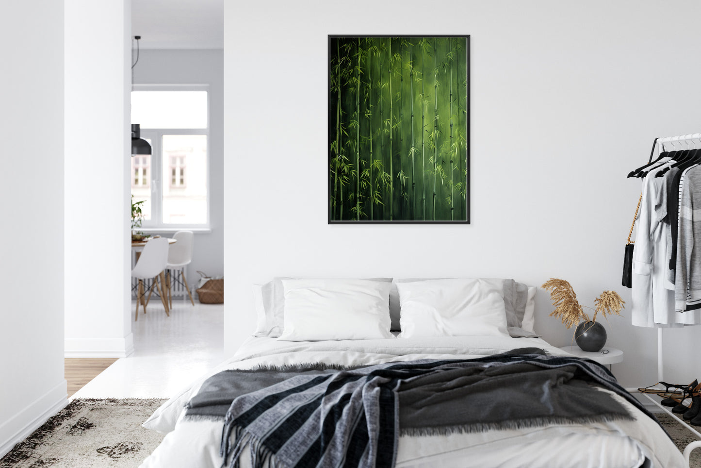 Poster Grüner Bambuswald Rahmen Holz Mit Passepartout Farbe Natürlich