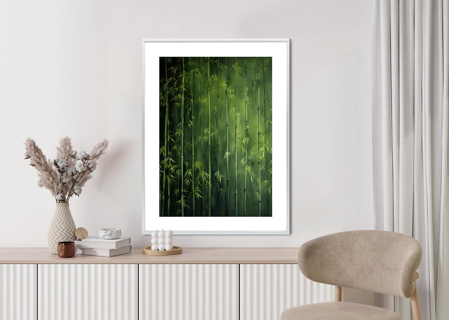Poster Grüner Bambuswald Rahmen Holz Mit Passepartout Farbe Natürlich