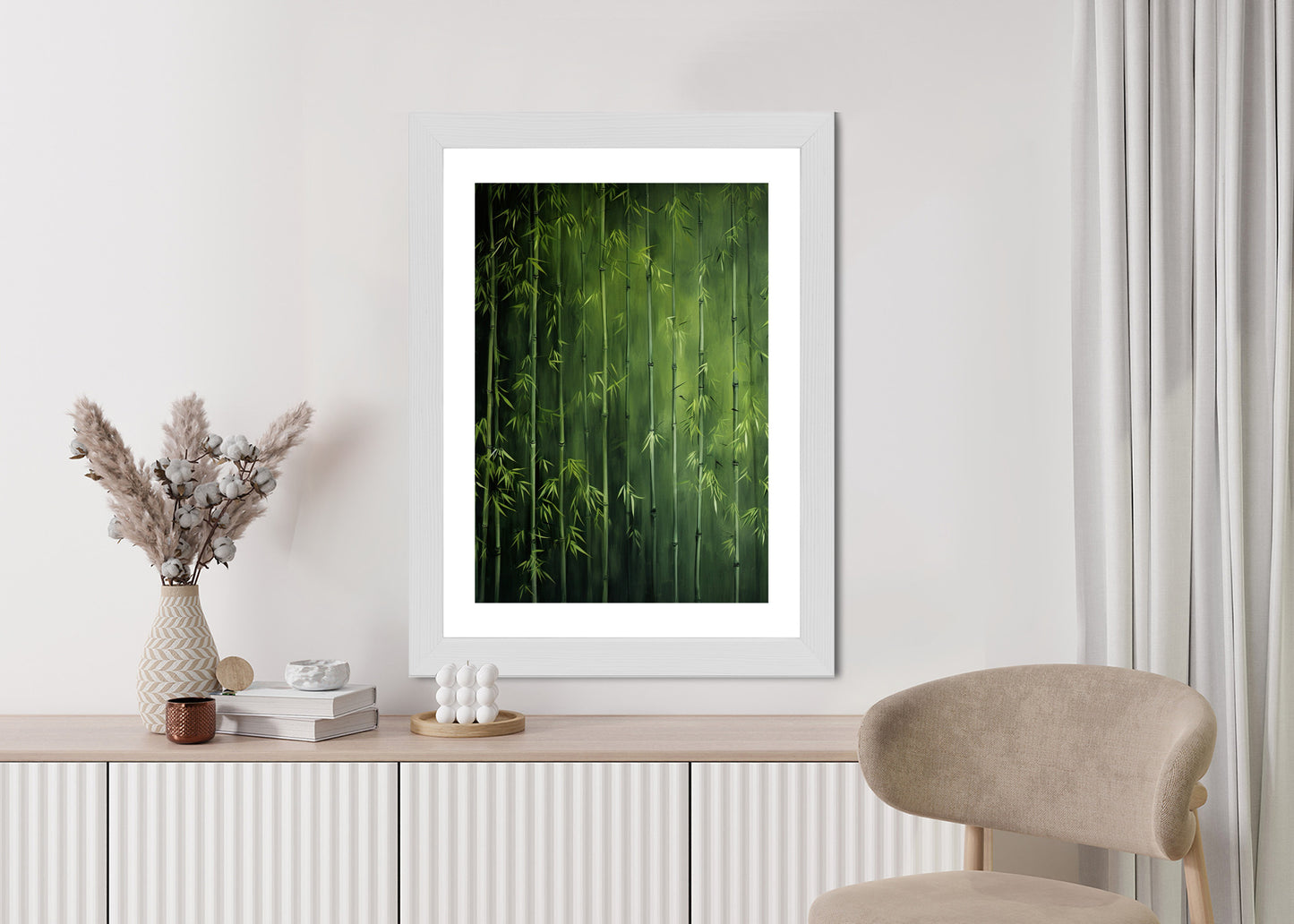 Poster Grüner Bambuswald Rahmen Holz Mit Passepartout Farbe Natürlich