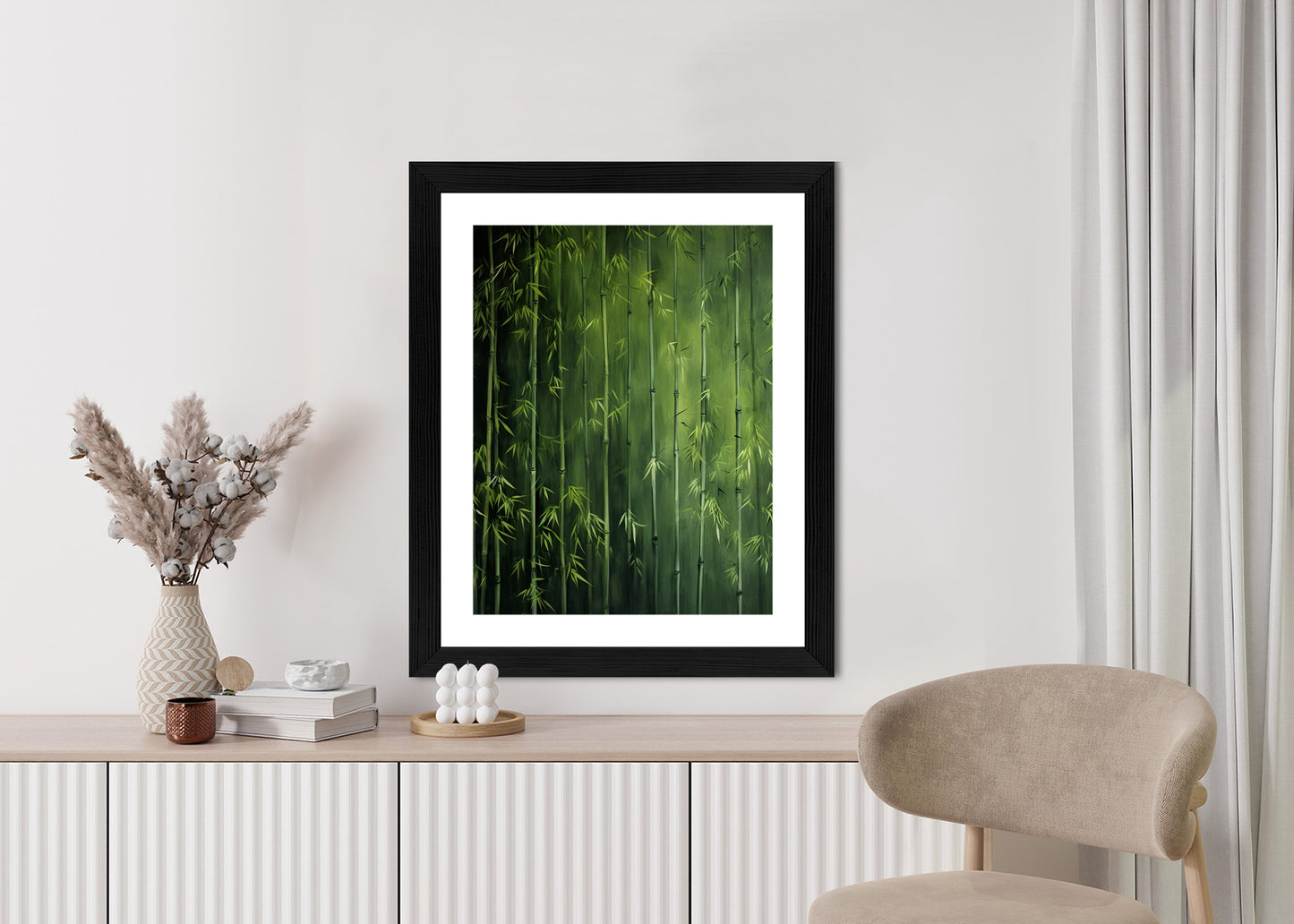 Poster Grüner Bambuswald Rahmen Holz Mit Passepartout Farbe Natürlich