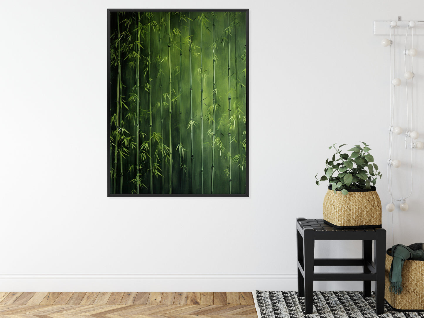 Poster Grüner Bambuswald Rahmen Holz Mit Passepartout Farbe Natürlich