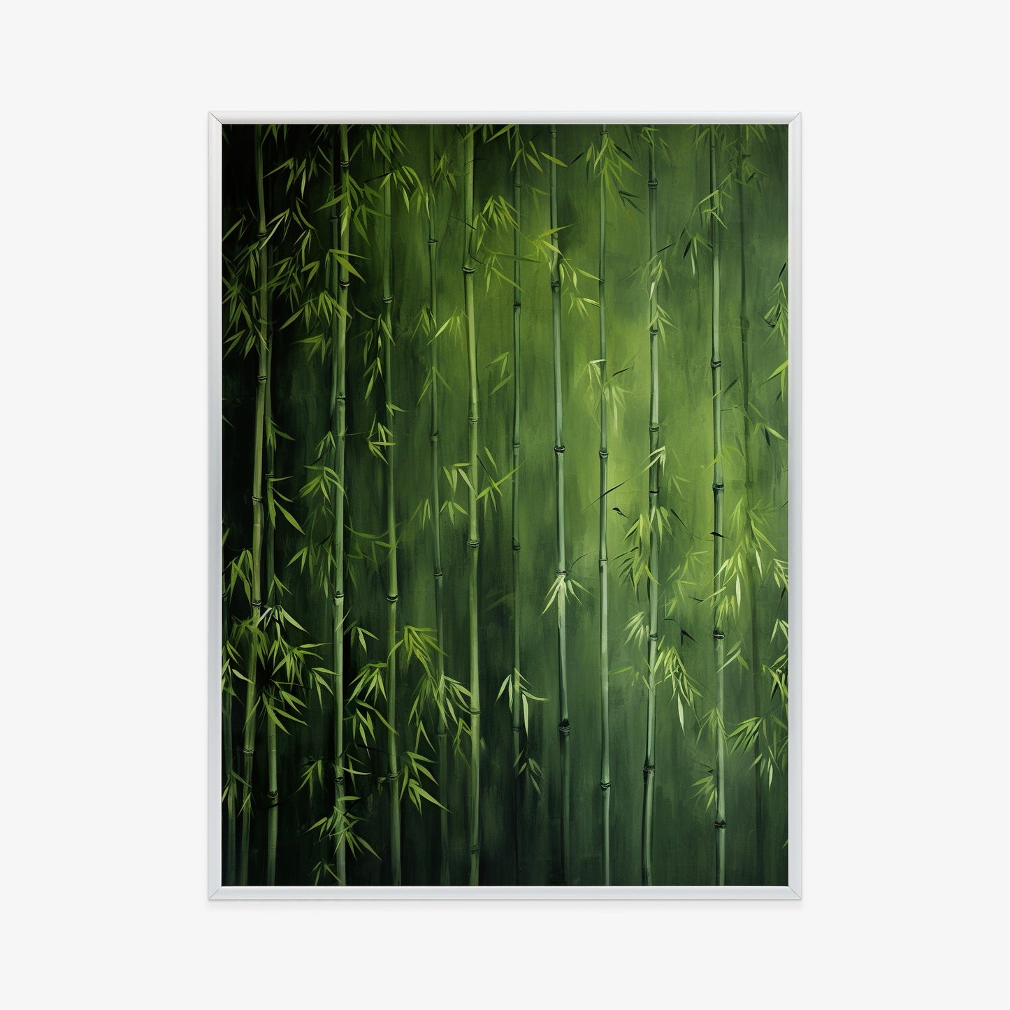 Poster Grüner Bambuswald Rahmen Holz Mit Passepartout Farbe Natürlich