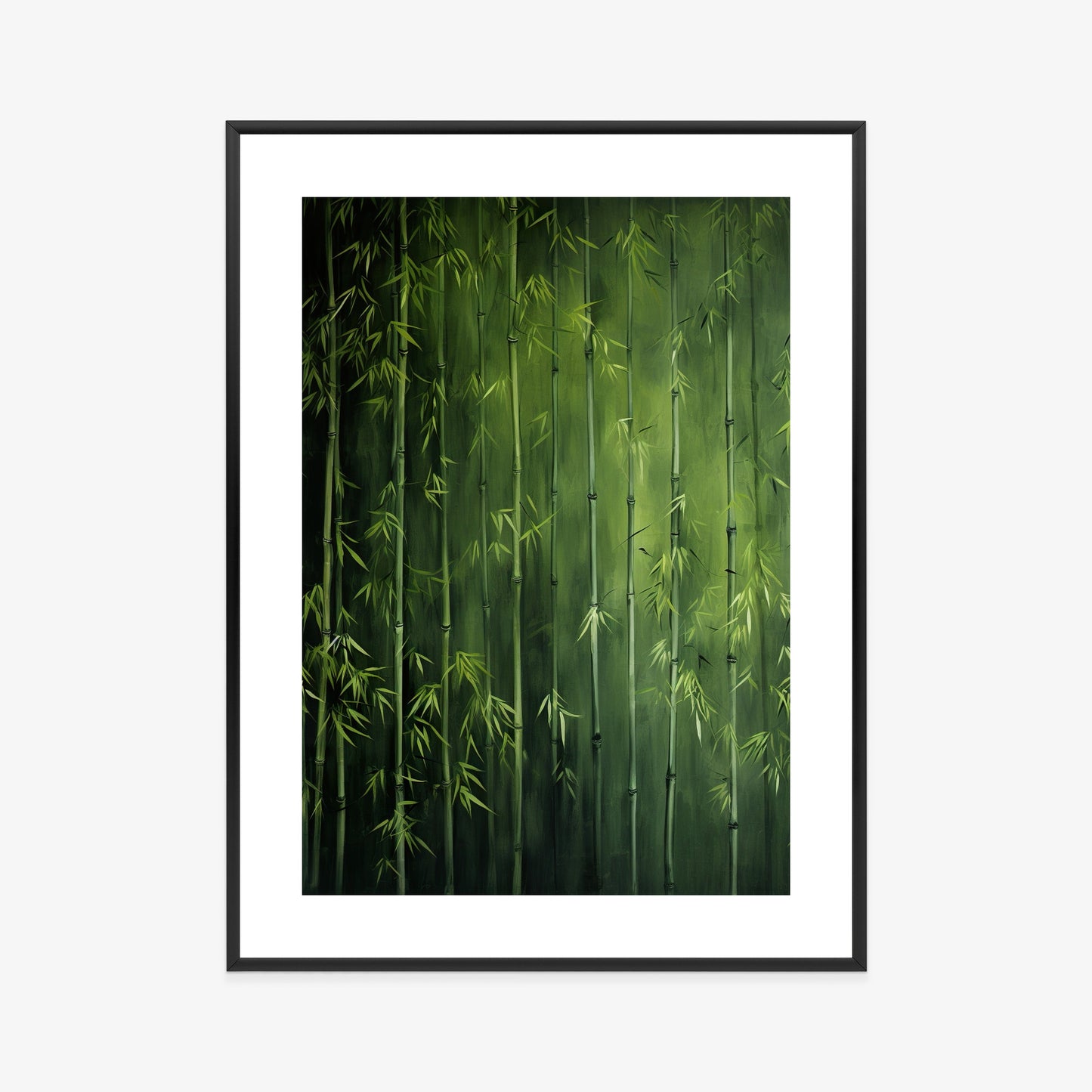 Poster Grüner Bambuswald Rahmen Holz Mit Passepartout Farbe Natürlich