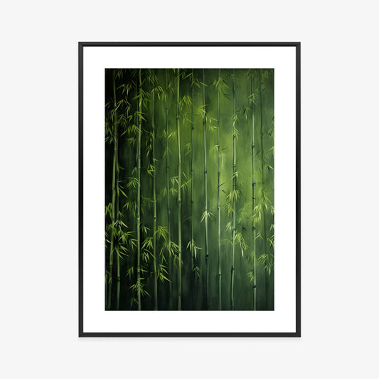 Poster Grüner Bambuswald Rahmen Holz Mit Passepartout Farbe Natürlich