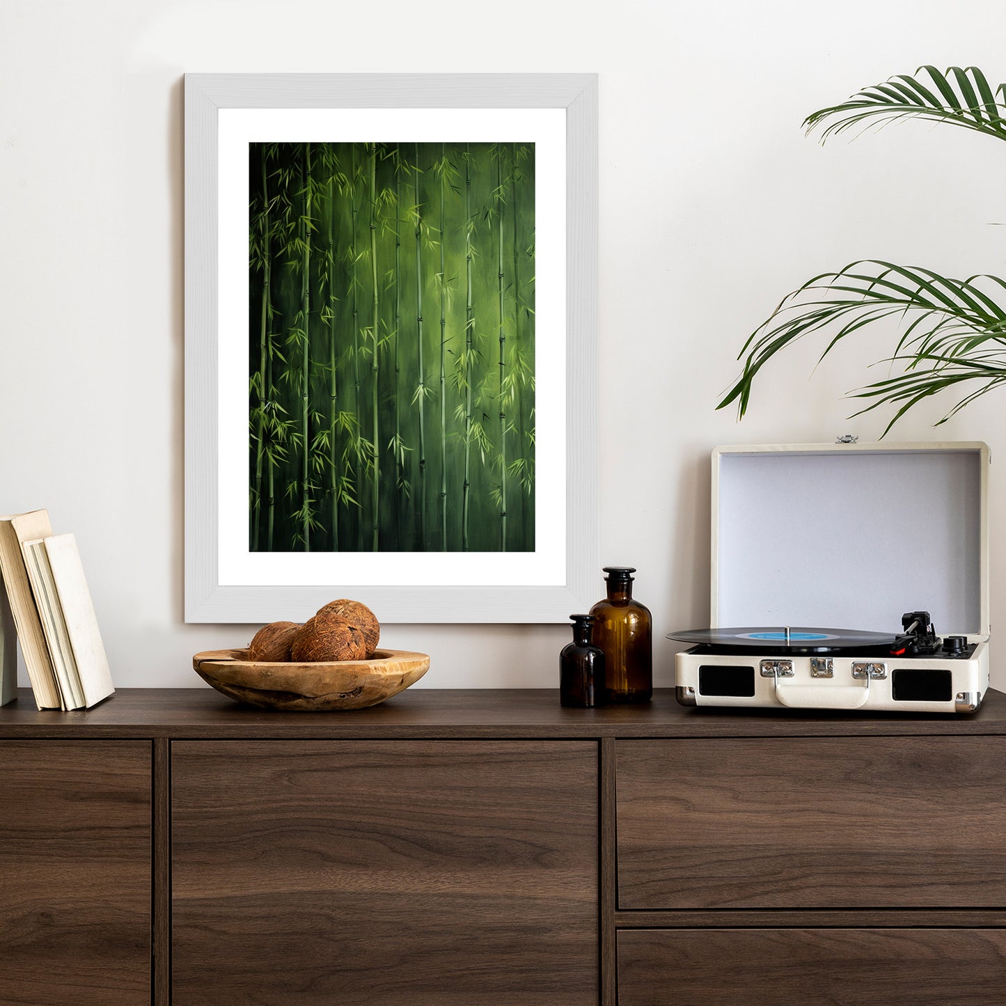 Poster Grüner Bambuswald Rahmen Holz Mit Passepartout Farbe Natürlich