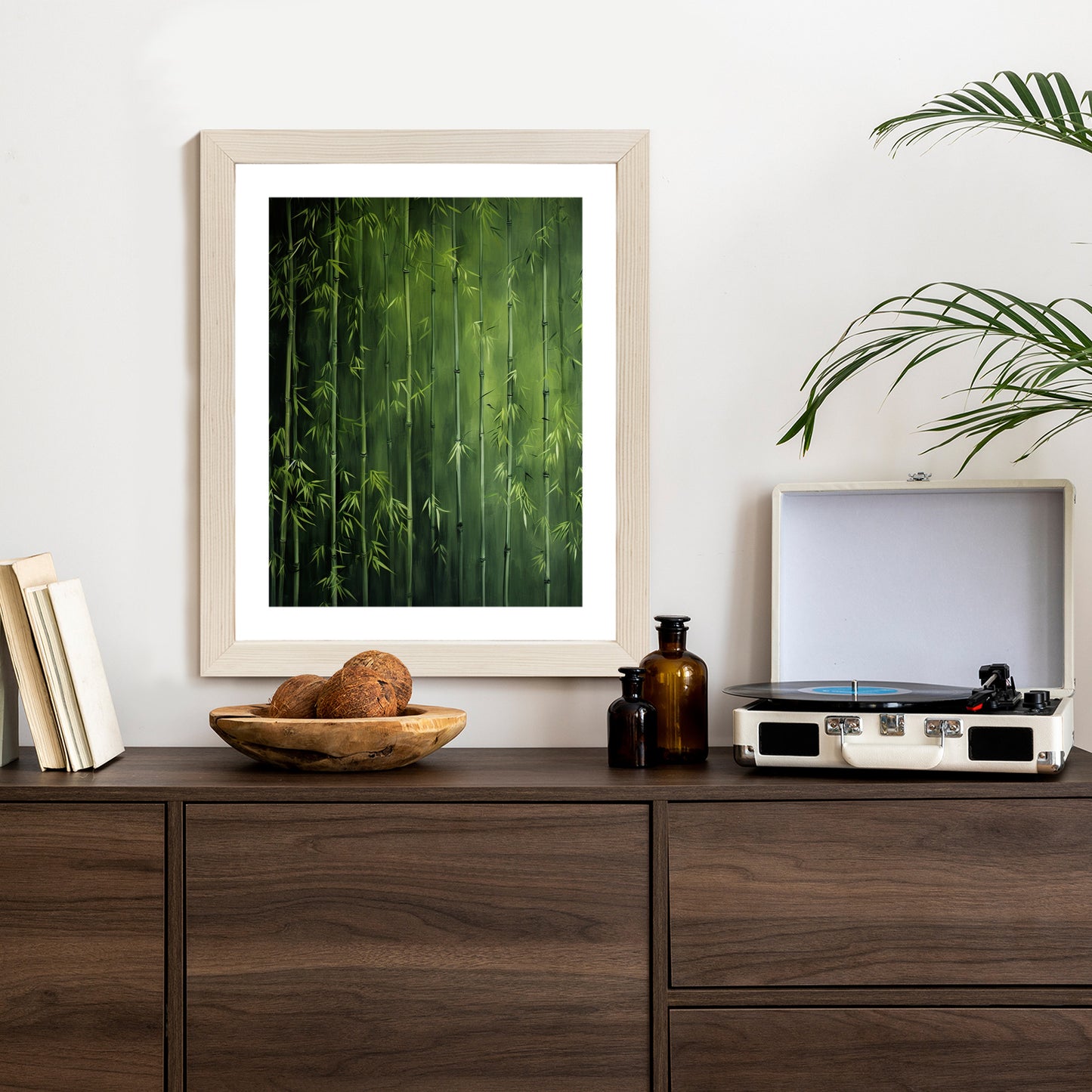 Poster Grüner Bambuswald Rahmen Holz Mit Passepartout Farbe Natürlich