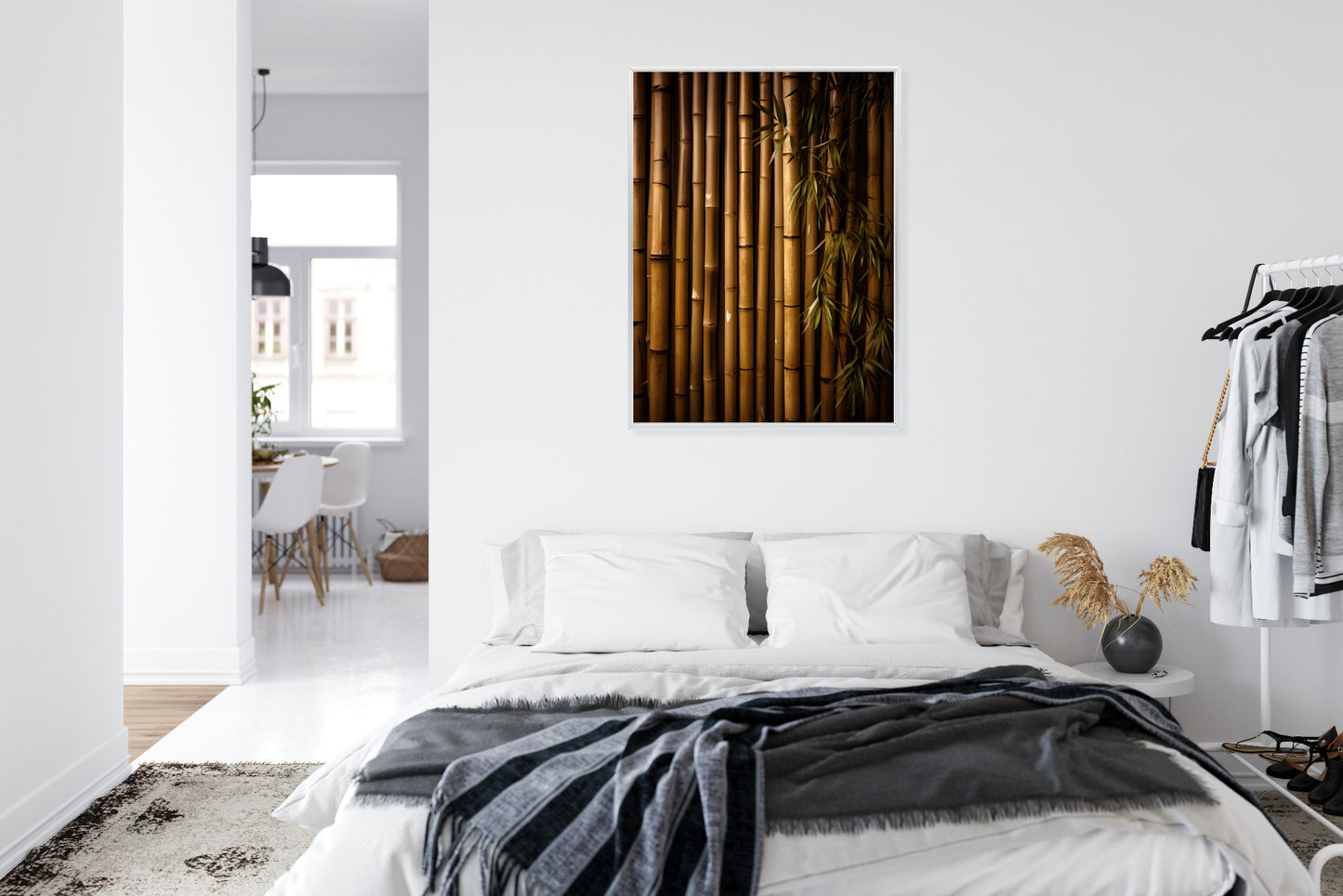 Poster Bambuswand Rahmen Holz Mit Passepartout Farbe Natürlich