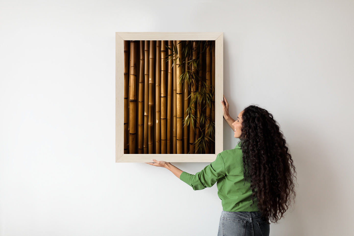 Poster Bambuswand Rahmen Holz Mit Passepartout Farbe Natürlich