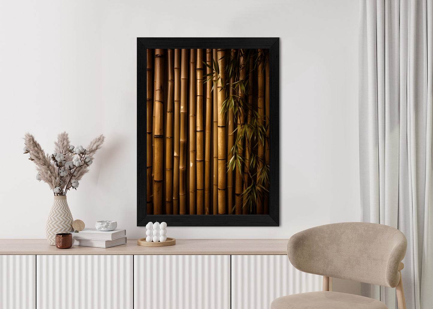 Poster Bambuswand Rahmen Holz Mit Passepartout Farbe Natürlich