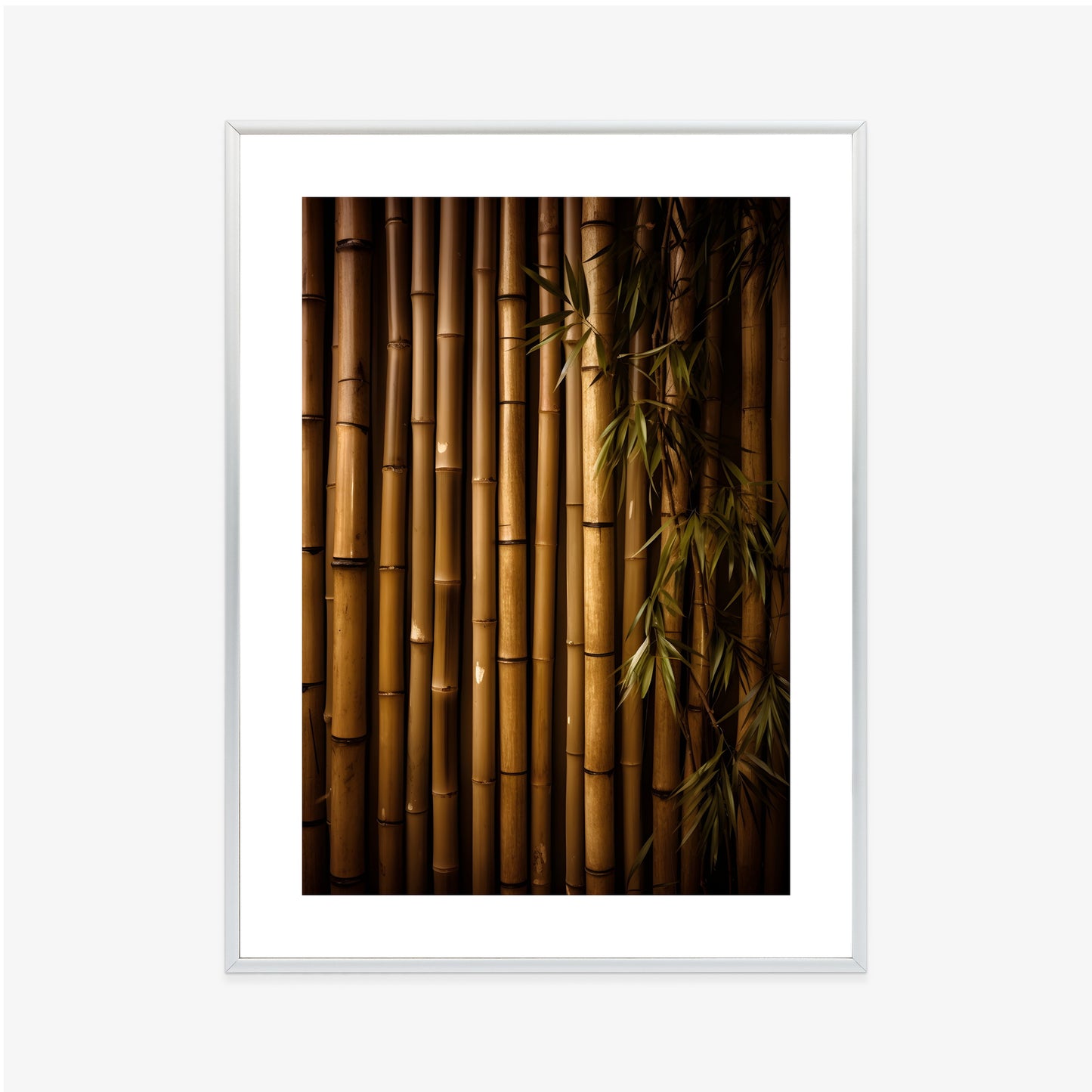 Poster Bambuswand Rahmen Holz Mit Passepartout Farbe Natürlich