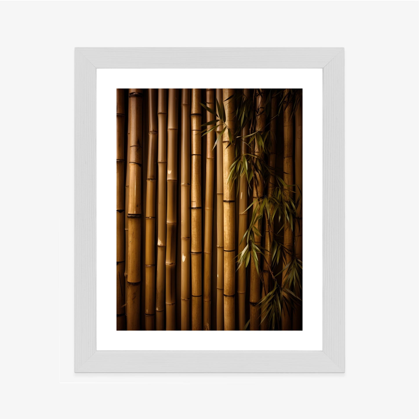 Poster Bambuswand Rahmen Holz Mit Passepartout Farbe Natürlich