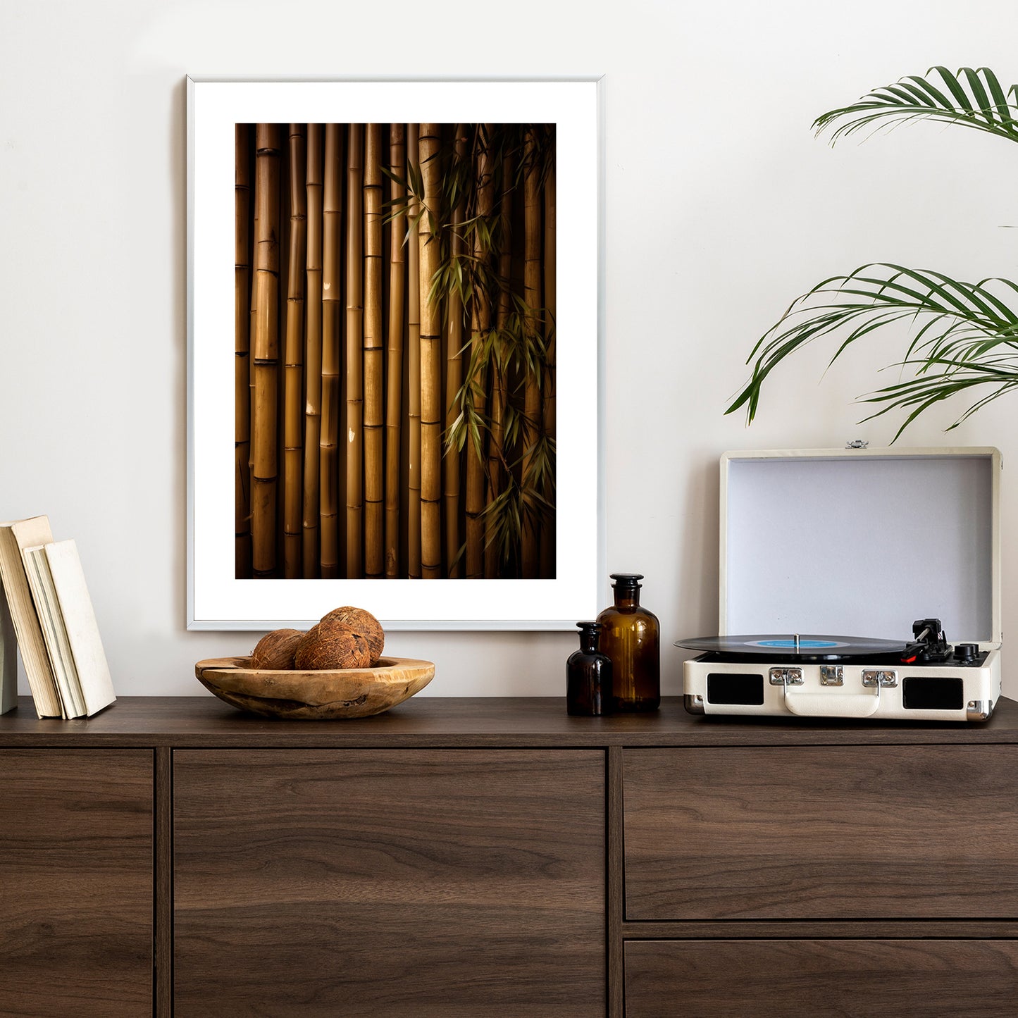 Poster Bambuswand Rahmen Holz Mit Passepartout Farbe Natürlich