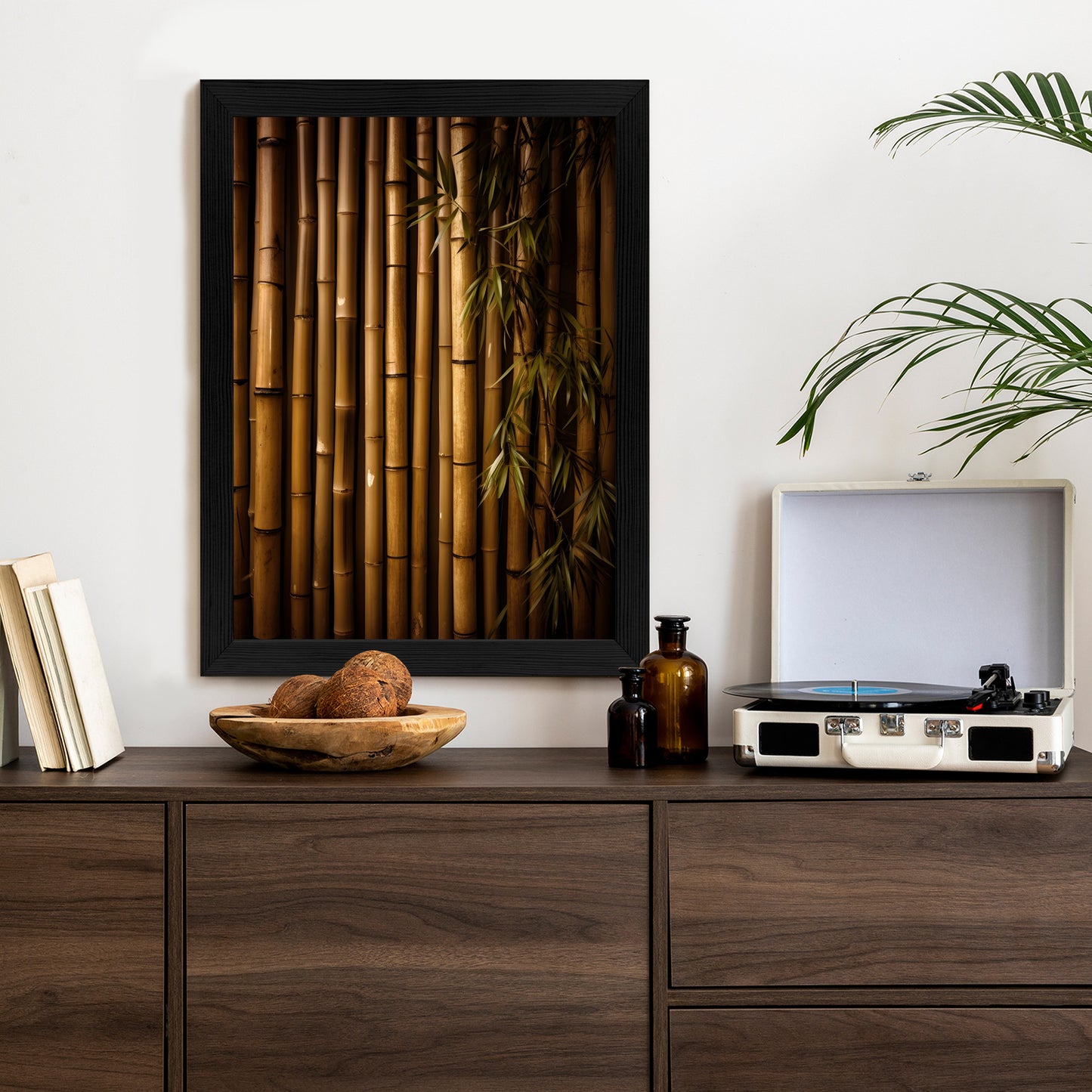 Poster Bambuswand Rahmen Holz Mit Passepartout Farbe Natürlich