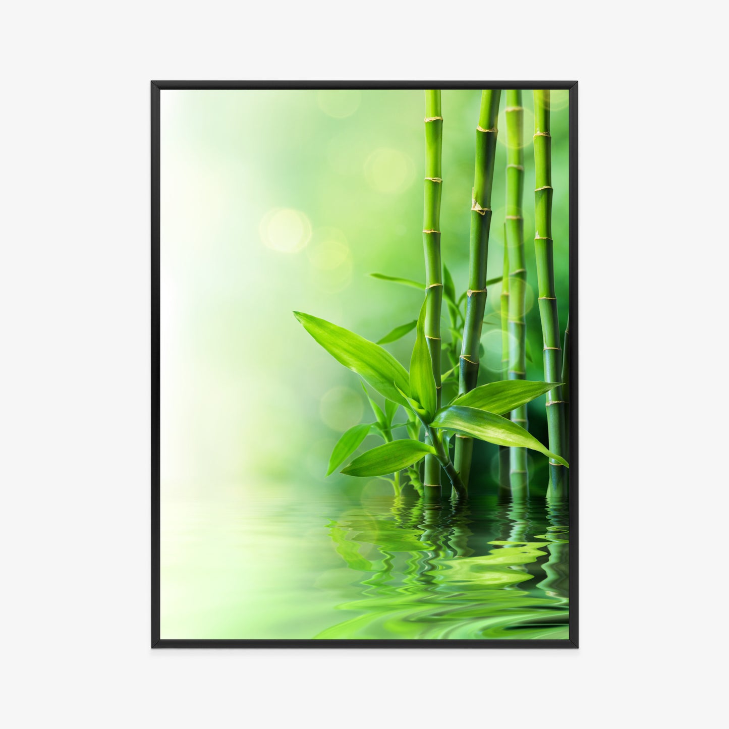 Poster Grüner Bambus Im Wasser Rahmen Holz Mit Passepartout Farbe Natürlich