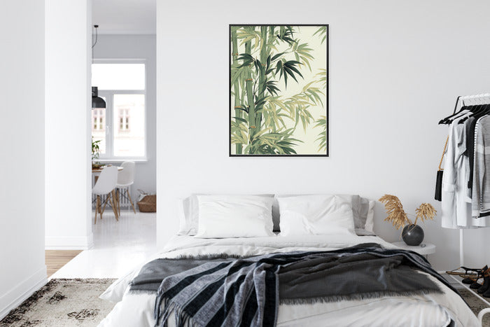 Poster Bambus Mit Hellen Blättern Rahmen Holz Mit Passepartout Farbe Natürlich