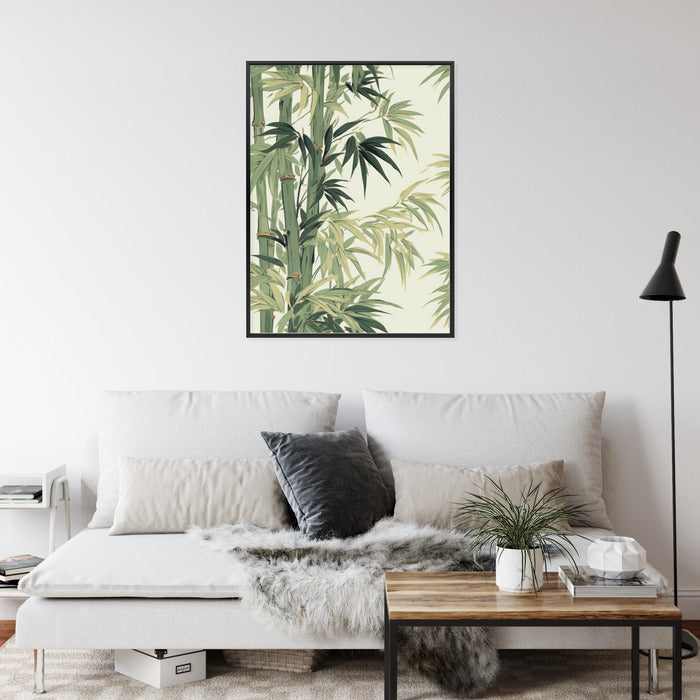 Poster Bambus Mit Hellen Blättern Rahmen Holz Mit Passepartout Farbe Natürlich
