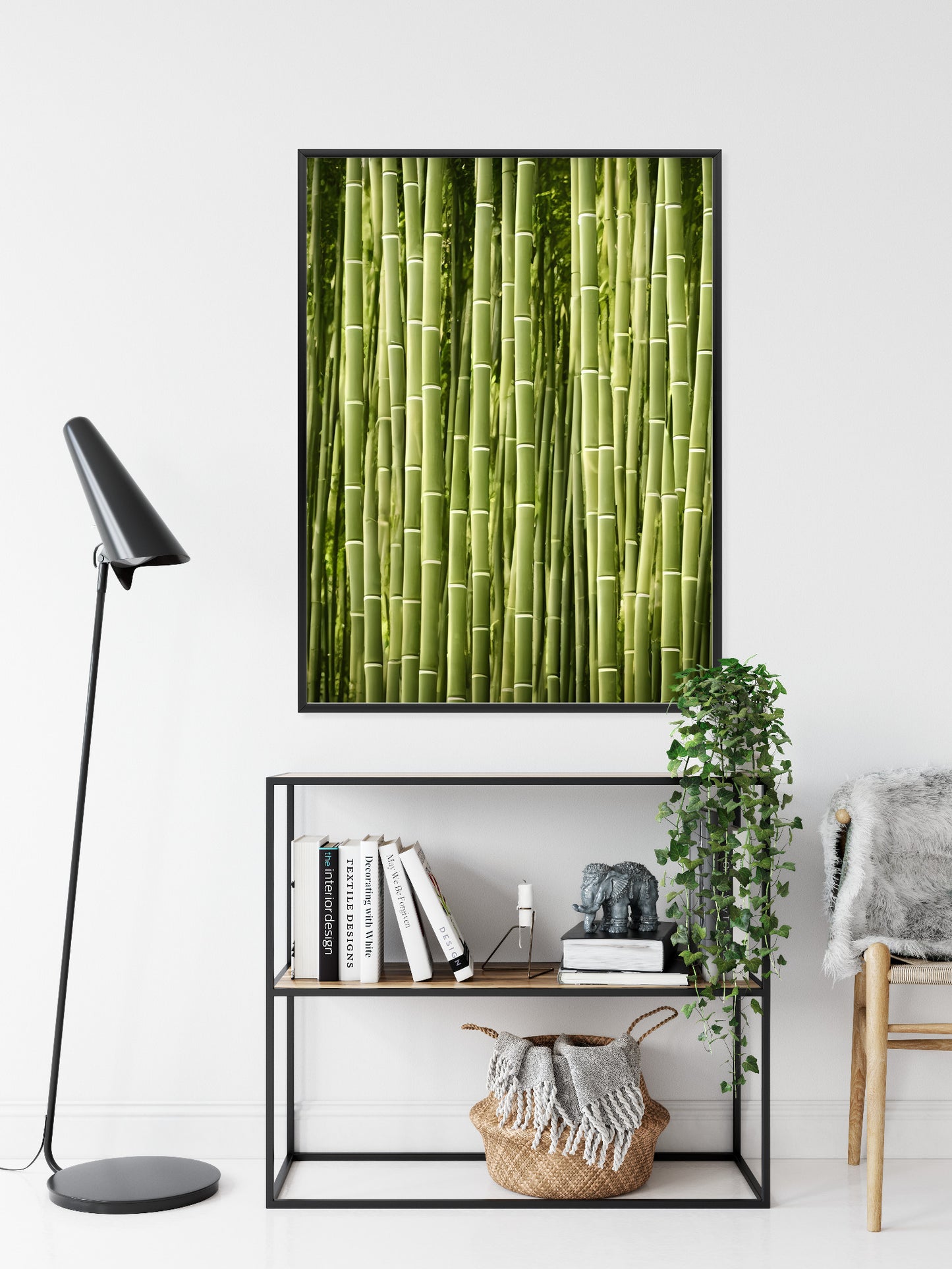 Poster Bambuszaun Rahmen Holz Mit Passepartout Farbe Natürlich