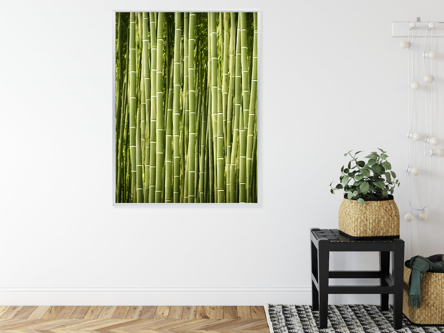 Poster Bambuszaun Rahmen Holz Mit Passepartout Farbe Natürlich