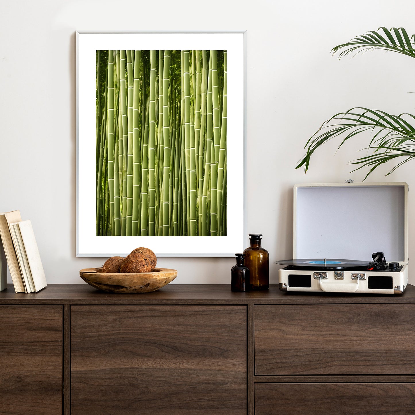 Poster Bambuszaun Rahmen Holz Mit Passepartout Farbe Natürlich