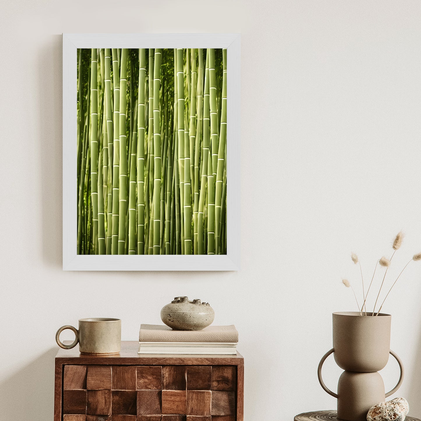 Poster Bambuszaun Rahmen Holz Mit Passepartout Farbe Natürlich