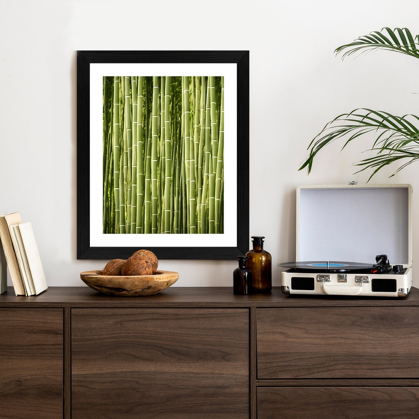 Poster Bambuszaun Rahmen Holz Mit Passepartout Farbe Natürlich