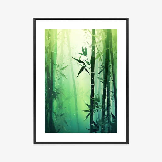 Poster Bambuswald In Der Sonne Rahmen Holz Mit Passepartout Farbe Natürlich