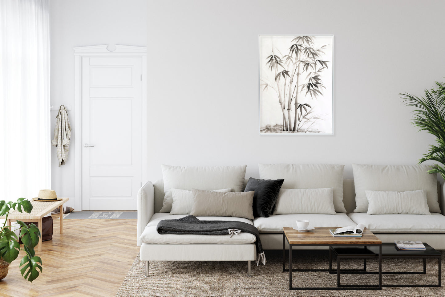 Poster Brauner Bambus Rahmen Holz Mit Passepartout Farbe Natürlich