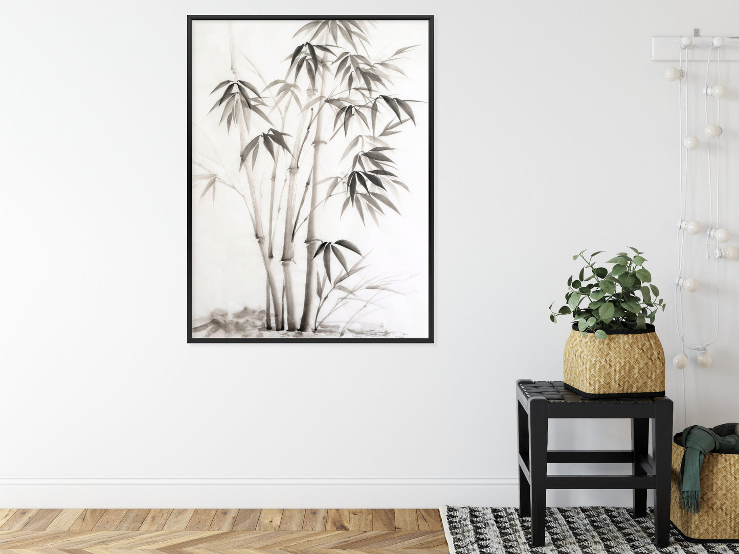 Poster Brauner Bambus Rahmen Holz Mit Passepartout Farbe Natürlich