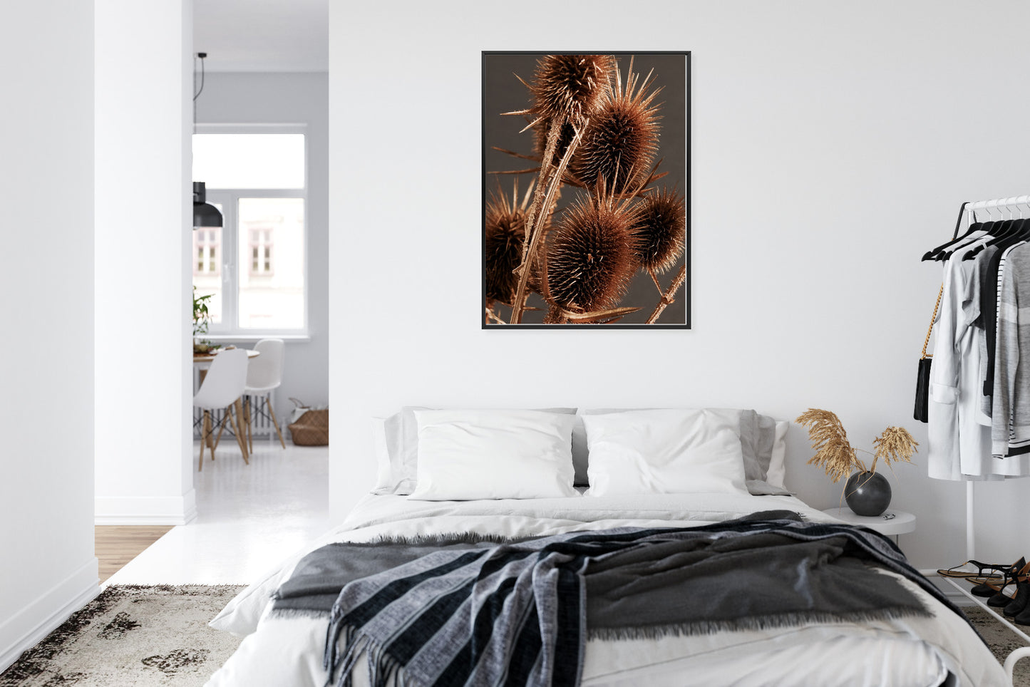 Poster Trockene Klette Rahmen Holz Mit Passepartout Farbe Weiß