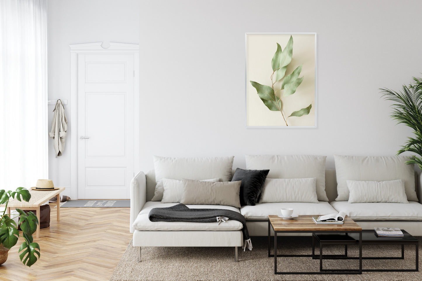 Poster Trockene Eukalyptusblätter Rahmen Holz Mit Passepartout Farbe Natürlich