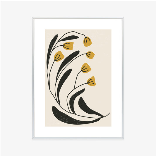 Poster Botanische Illustration Mit Blumen Rahmen Holz Mit Passepartout Farbe Natürlich