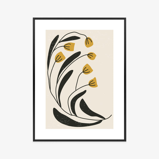 Poster Botanische Illustration Mit Blumen Rahmen Holz Mit Passepartout Farbe Natürlich