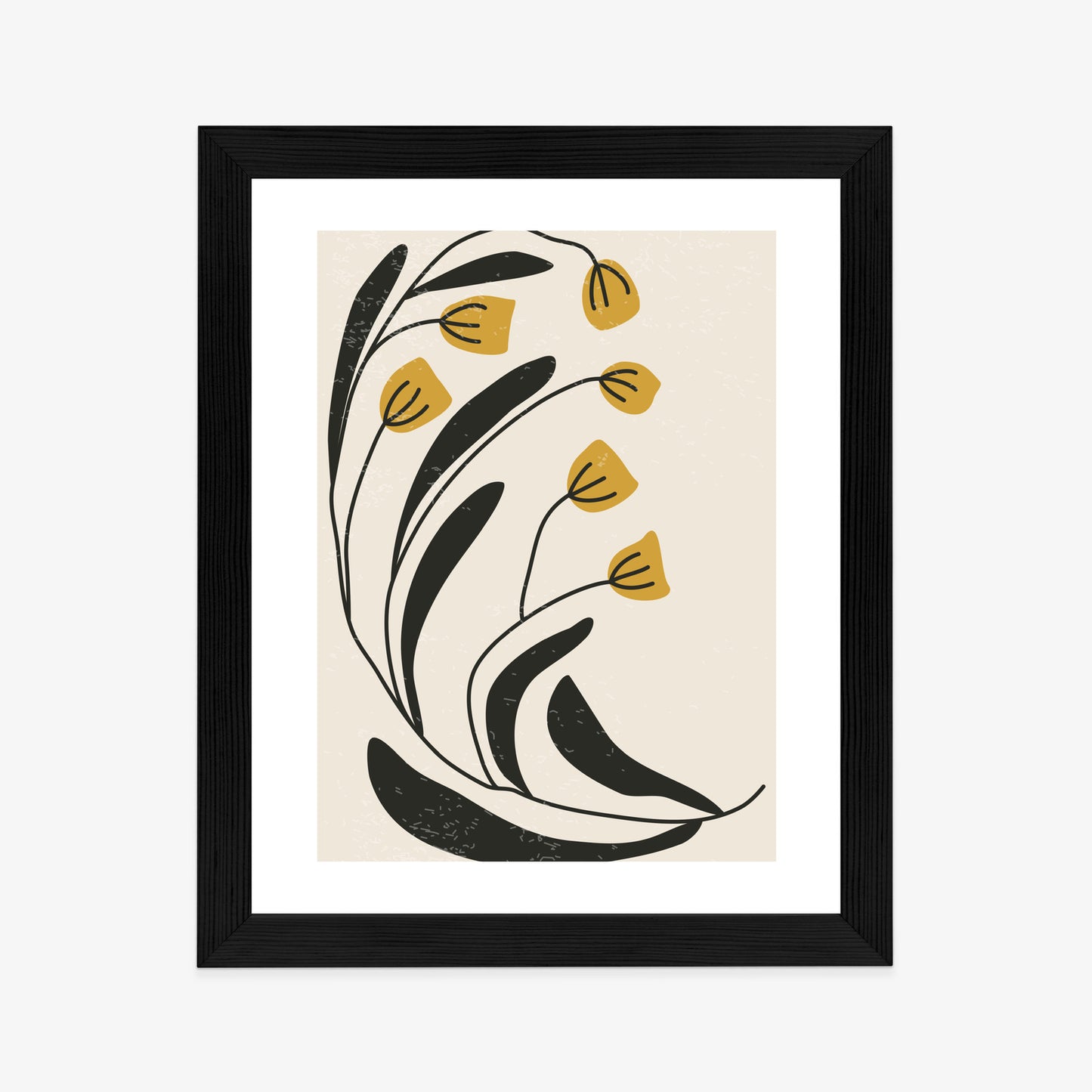 Poster Botanische Illustration Mit Blumen Rahmen Holz Mit Passepartout Farbe Natürlich